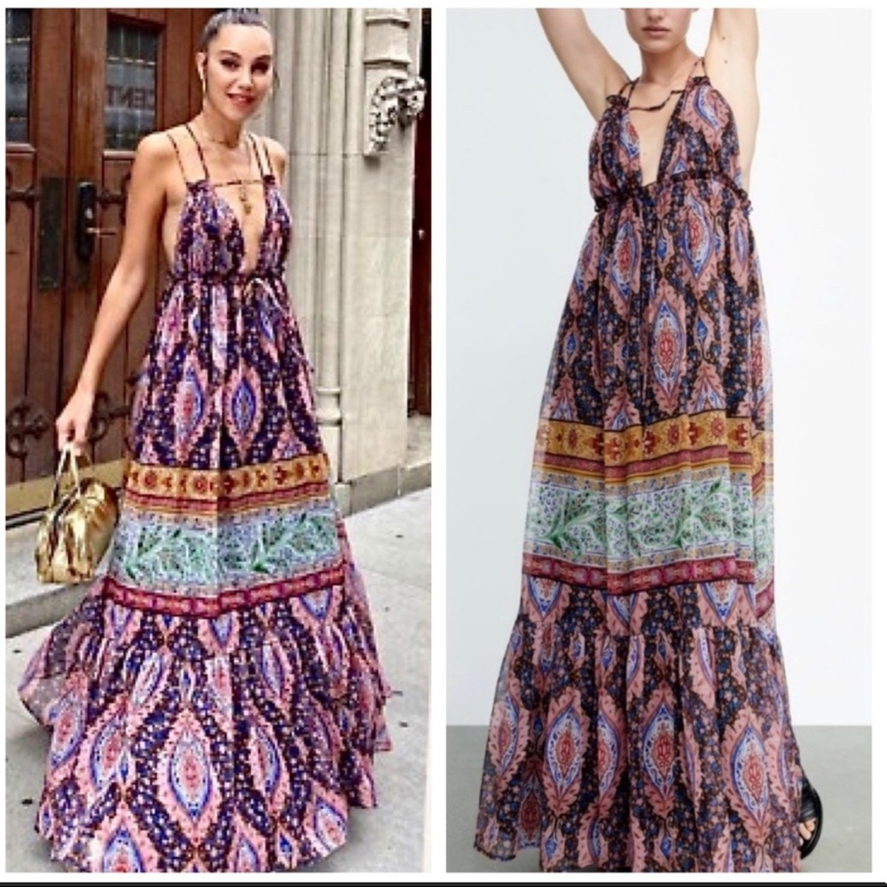 - ZARA LONG PRINT DRESS Multicolor - Picture 2 of 10